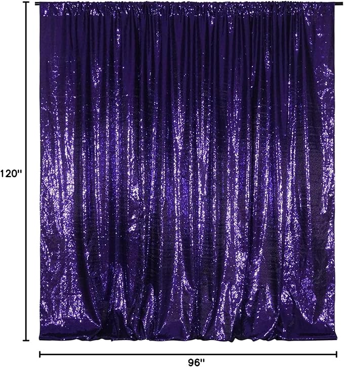 Poise3EHome 8Ft x 10Ft Purple Sequin Backdrop, Glitter Thick Satin Sequin Background Drapes, Sequence Backdrop for Halloween Wedding Party Holiday Festival Decor