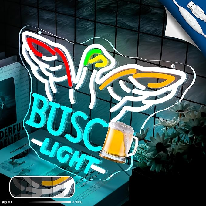Beer Neon Sign Light for Wall Decor - Beer Bar Acrylic USB Powered LED Wall Art Decor, Light Up Sign Dimmable, for Man Cave Beer Bar Pub Business Club Party Garage 16.54" × 10.24"