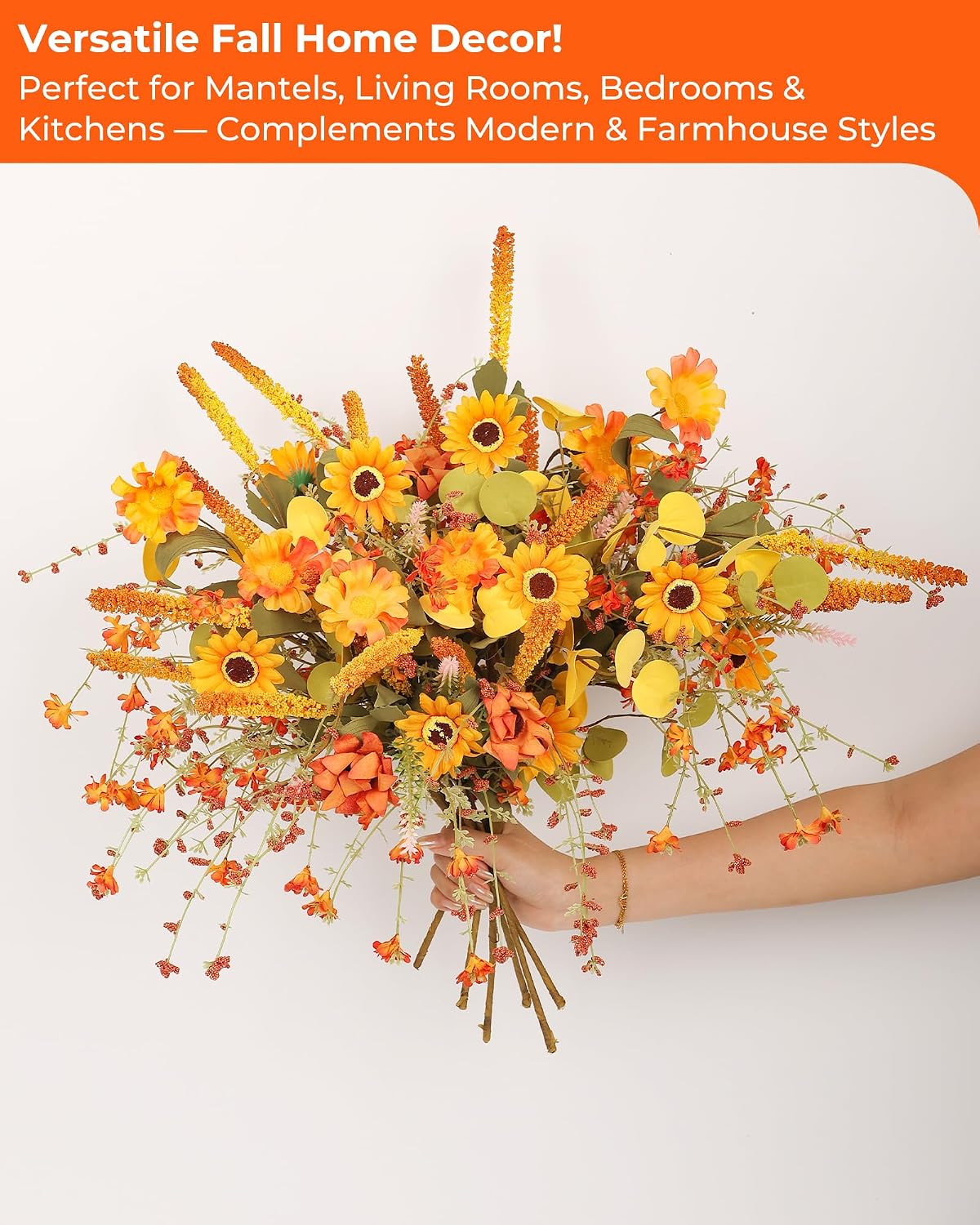 6-Pack Fall Stems Artificial Arrangement Flowers Bouquet Decoration Eucalyptu...