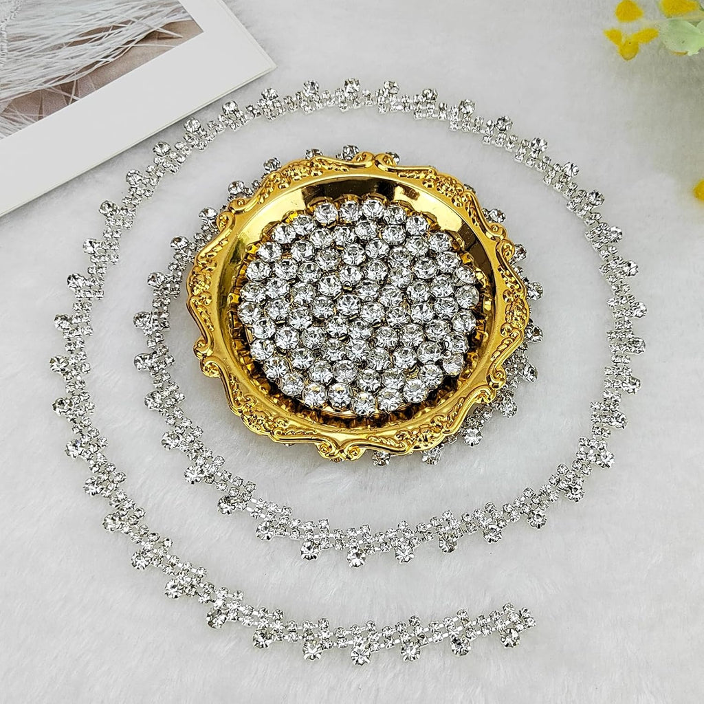 3 yards rhinestone trim chain with 100pcs sew, side view