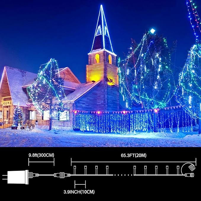 LAMPHOME 66ft Christmas Decorative Mini Lights,200 LED Transparent Wire Fairy Starry String Lights Plug in, 11 Lighting Modes, for Indoor Outdoor Xmas Tree Wedding Party Decoration (Blue)
