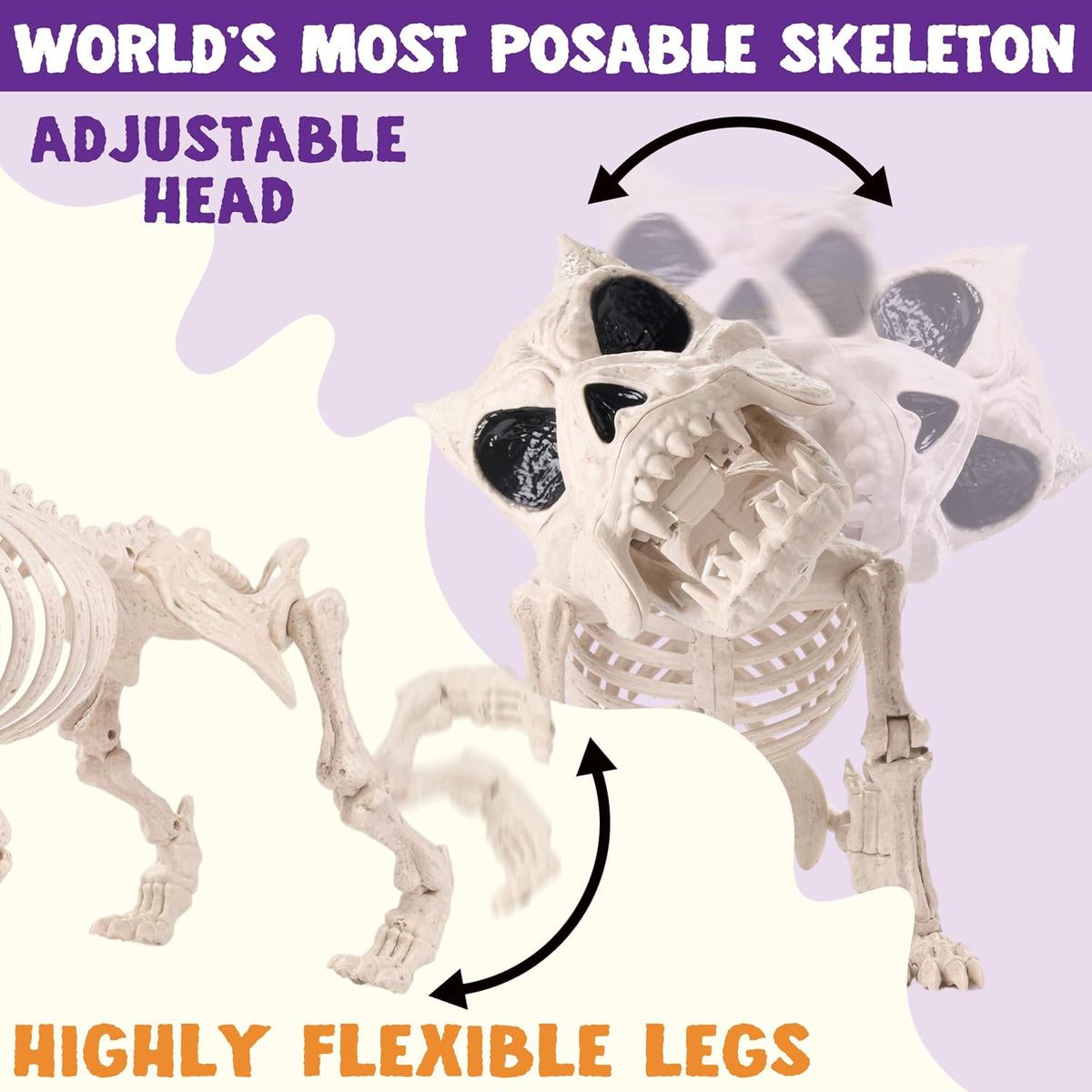 JOYIN 2 PCS 16" Poseable Dog Skeleton Halloween Decoration Animal Puppy ...
