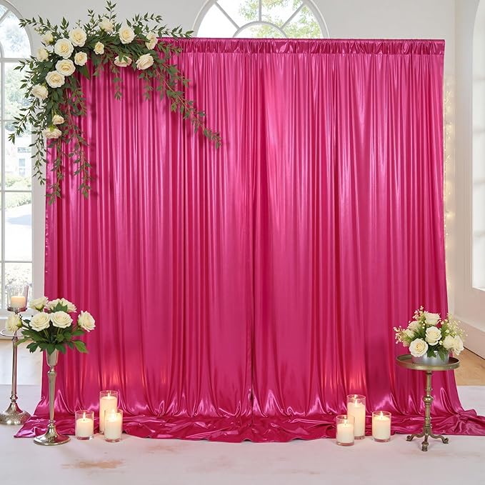 20x10ft Thick Hot Pink Glitter Backdrop Curtain Panels for Parties, Wrinkle Free Sequin Sparking Photo Backdrop Drapes, 4 Panels 5x10ft Shimmer Back Drop Cloth for Wedding Birthday Photography