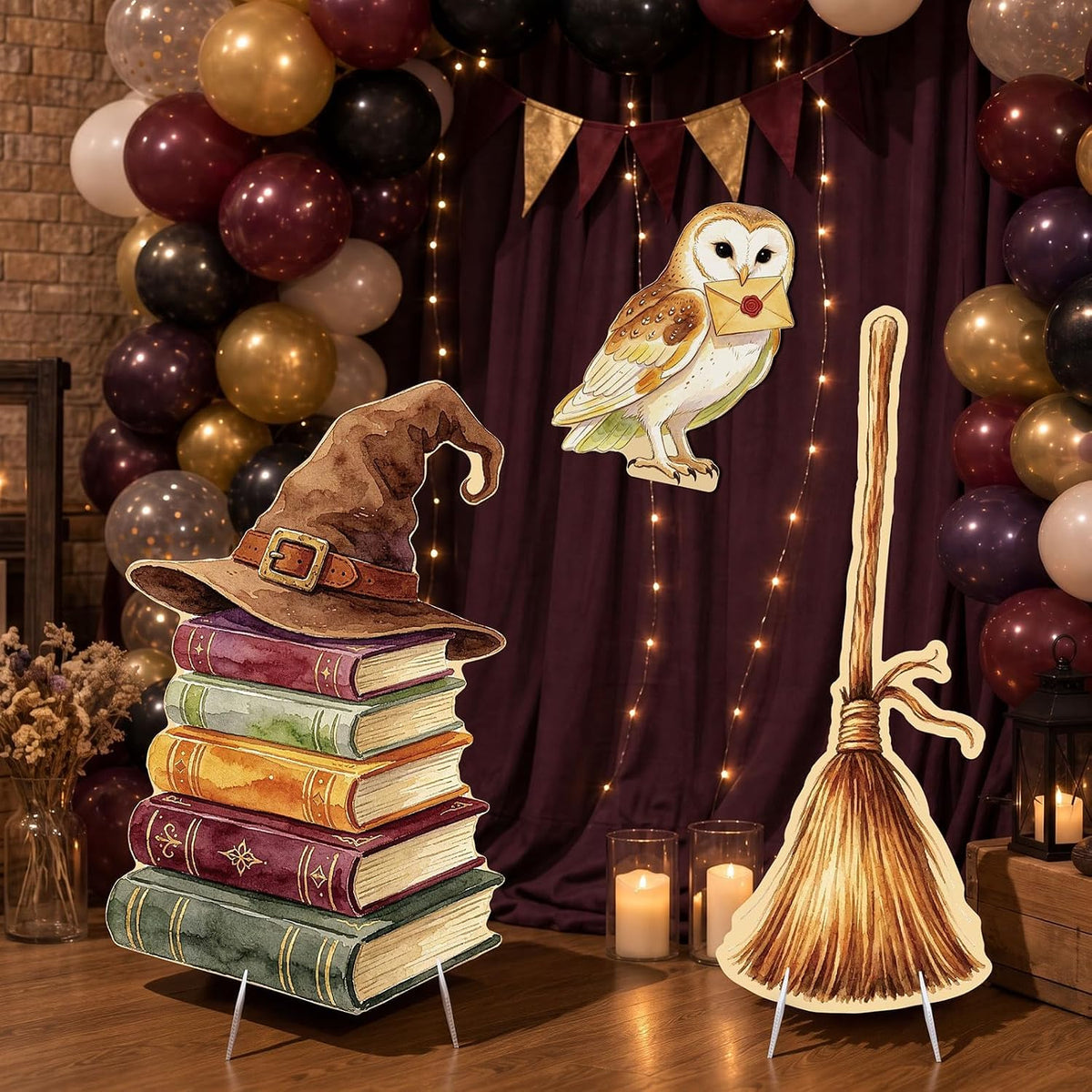 3Pcs Halloween Magical Wizard Decorations, 3Ft Cardboard Cutouts