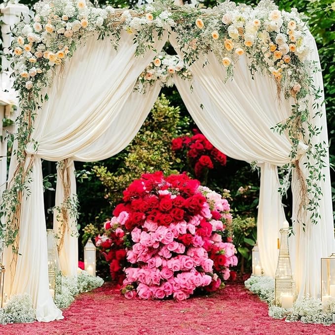MDS Halloween Chiffon Draping Fabric - 2 Panel, 30" Wide x 100ft Long - Sheer Spooky Arbor & Canopy Drapery for Haunted House Backdrops, Party Ceilings, DIY Costumes & Themed Events - Ivory