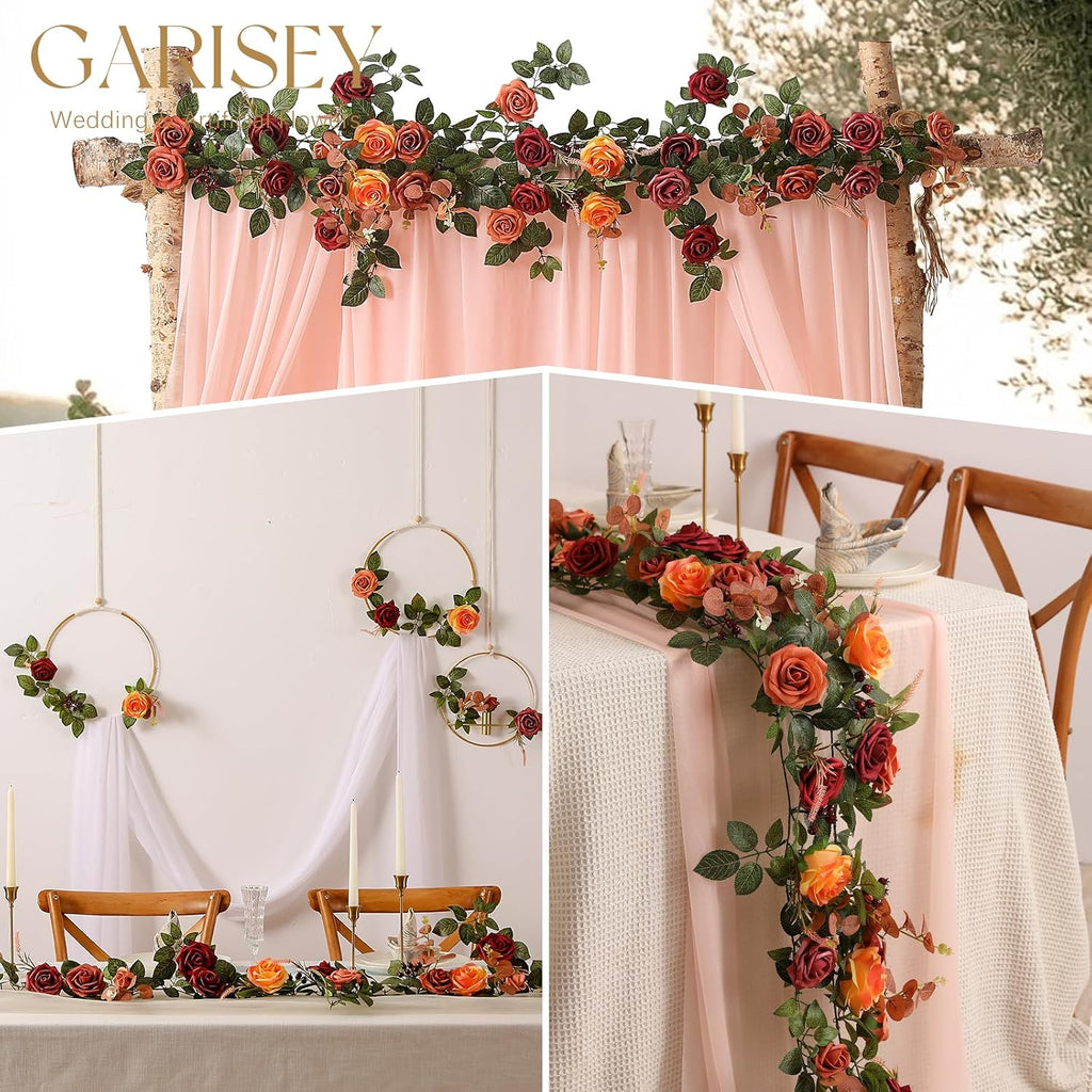 garisey 5ft terracotta artificial flower garland fall floral, side view