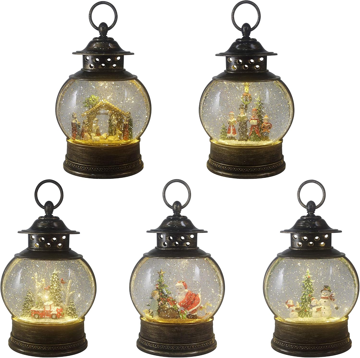 ReLive Christmas Light-Up Snow Globe Lantern - Red Truck and Trees