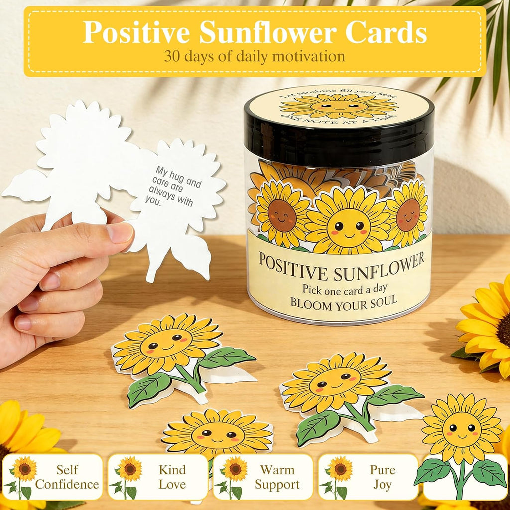 Get Well Soon Gifts for Women, Sunflower Birthday Gifts Women Mom Wife | Care Package Spa Gifts with 30 Affirmation Cards Jar Flower, Sympathy Gift Box, Christmas Gift Baskets for Woman
