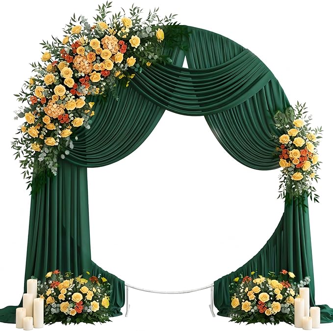 Wedding Arch Draping Fabric 29" x 19Ft Sheer Drapes for Backdrop Wedding Ceremony Reception Ceiling Decor Curtain Baby Bridal Shower Decoration (Hunter Green, 1 Panel)
