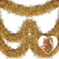 25 Feet Christmas Tinsel Garland, Metallic Twist Wall Hanging Backdrop for Parade Floats, Christmas Eve, New Year, Valentine's Day Party Decorations (Champagne Gold, 4in x 25ft)