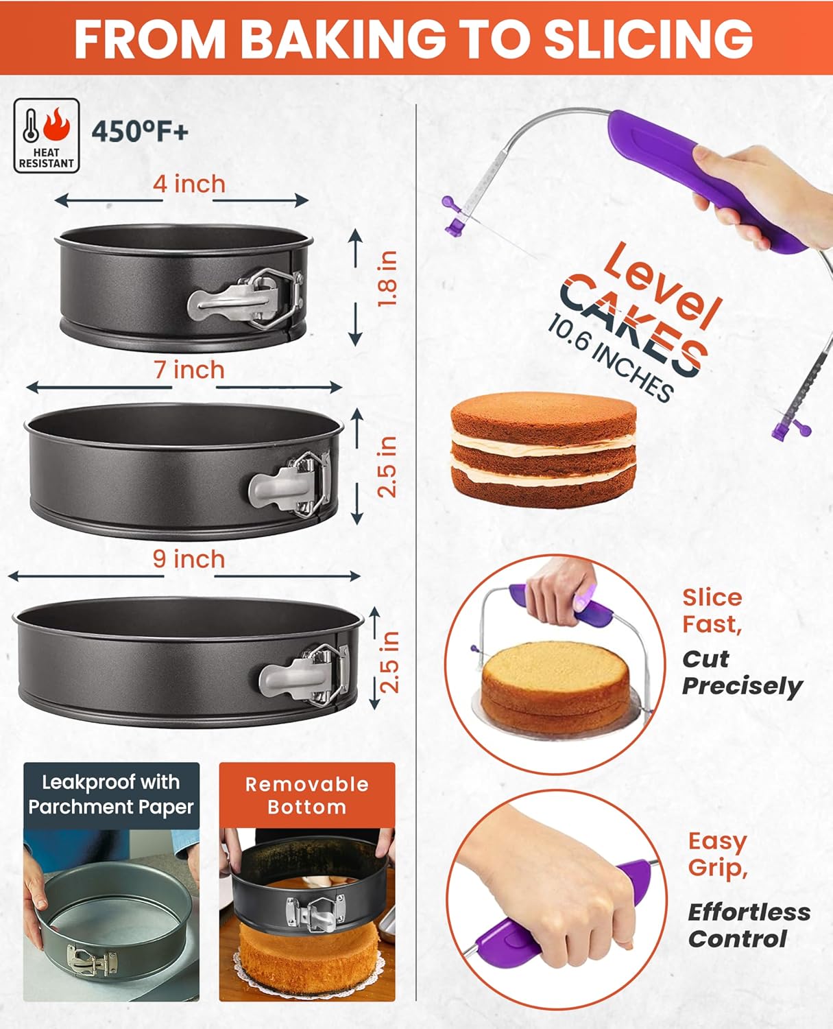 RFAQK 700 PCs Cake Decorating Kit with Baking Supplies Cake Decoration Set including Springform Pans, Cake Turntable, Numbered Piping Tips, Icing Spatulas, Fondant tools & much more (700Pcs)
