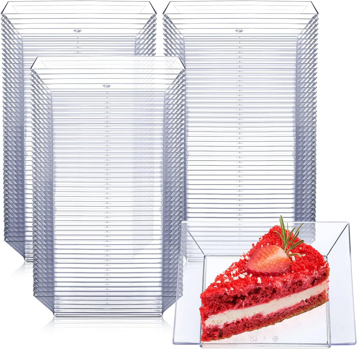 nuogo 250 pcs square dessert plates 3.6" plastic, main product view