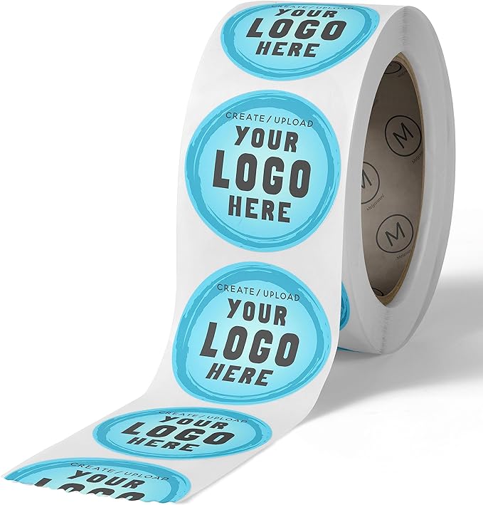 Custom Stickers Label Rolls, Build Your Own Stickers/Labels Any Design Premium Gloss BOPP Custom Sticker, Personalized Stickers for Business Logo, Custom Printed Sticker Labels 50+ (2.5 Inch Circle)