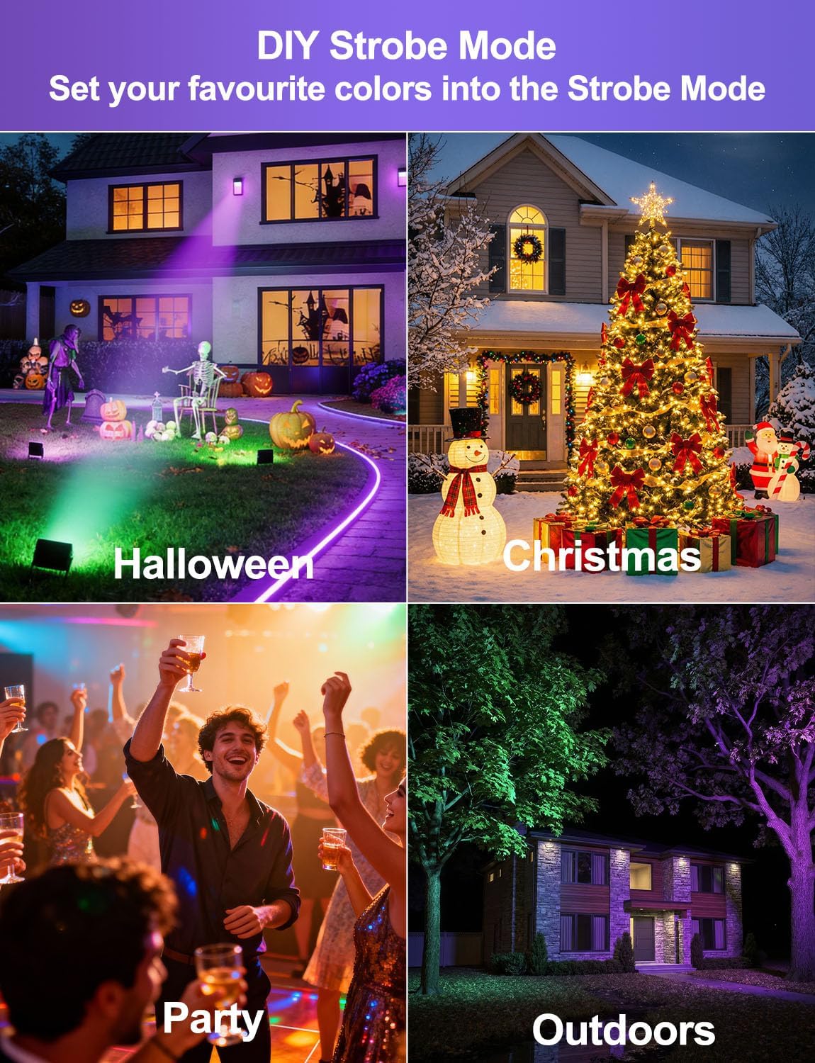 HEKEE RGB Led Flood Light 50W, Outdoor Color Changing DIY Customized Strobe M...