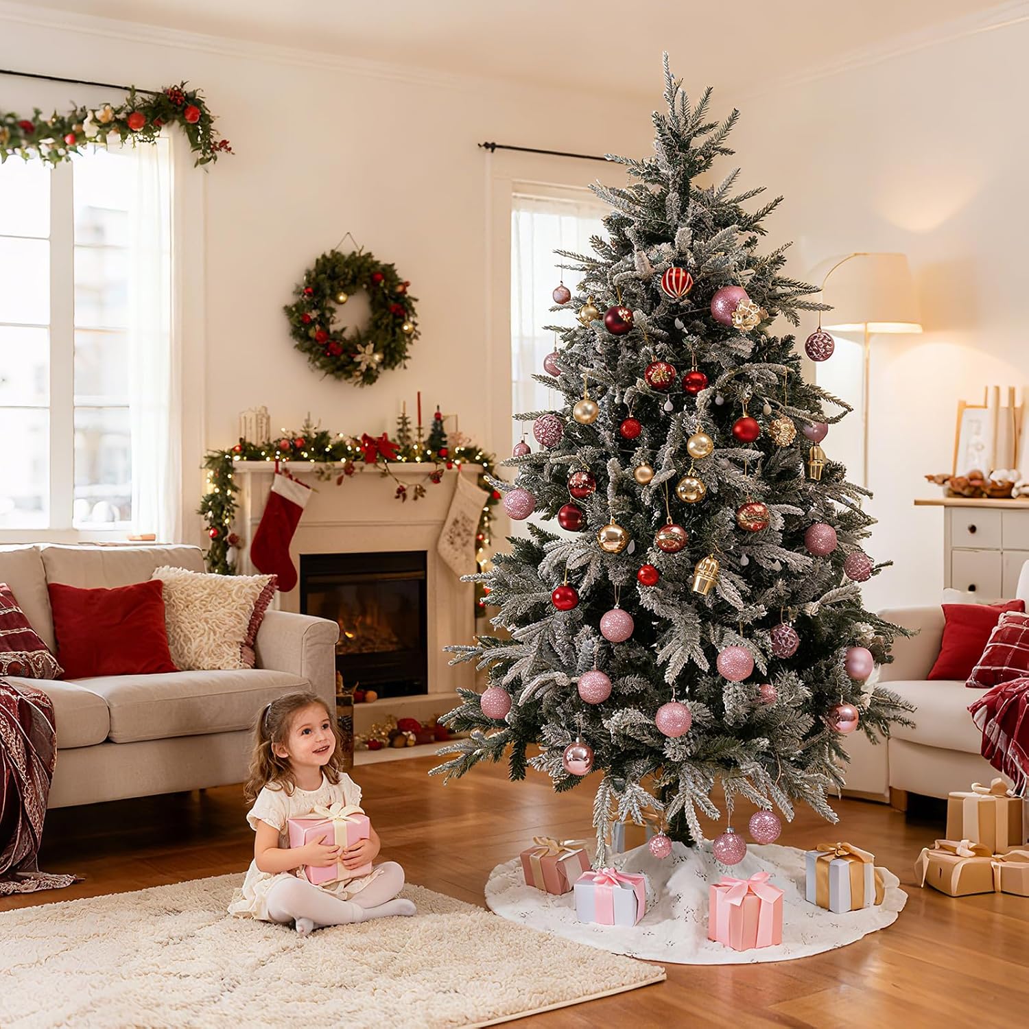 36 Inch Christmas Tree Skirt Faux Fur, White Soft Double Layer Plush Tree Skirt for Merry Christmas Party Christmas Tree Decoration Holiday Party Home Decor Indoor Outdoor B2