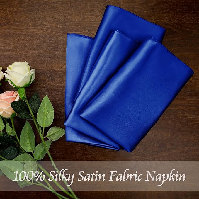 Manyshofu 60 Pieces Royal Blue Satin Napkins - 20x20 Inches Cloth Napkins, Square Satin Fabric Napkins Set - Soft & Reusable Table Napkins for Wedding Dinner Party Lunch Banquet Restaurant Decoration