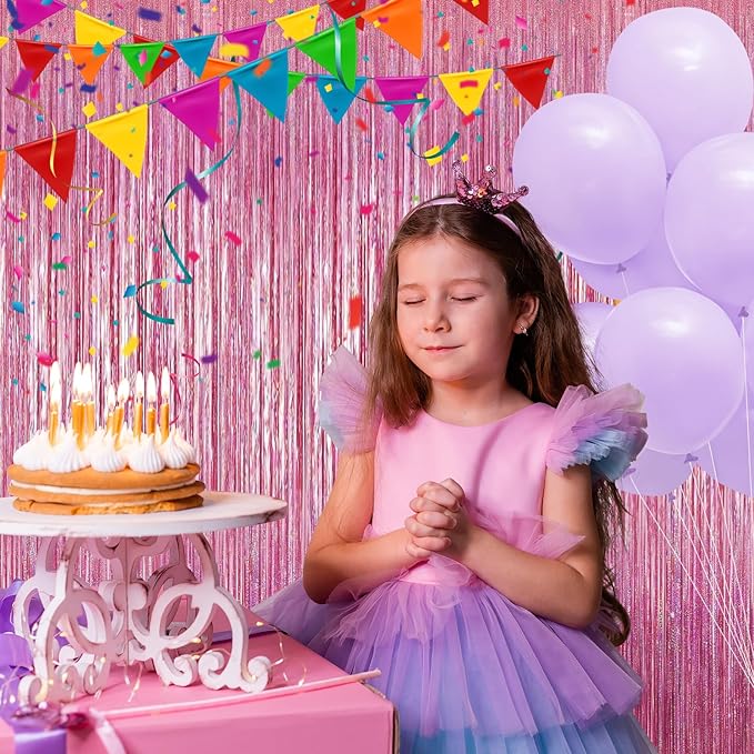 Crosize 2 Pack 3.3 x 9.9 ft Bright Laser Glitter Foil Fringe Curtains Party Decorations, Tinsel Curtain Backdrop for Parties, Door Streamers, Glitter Streamer Backdrop for Birthday Decoration