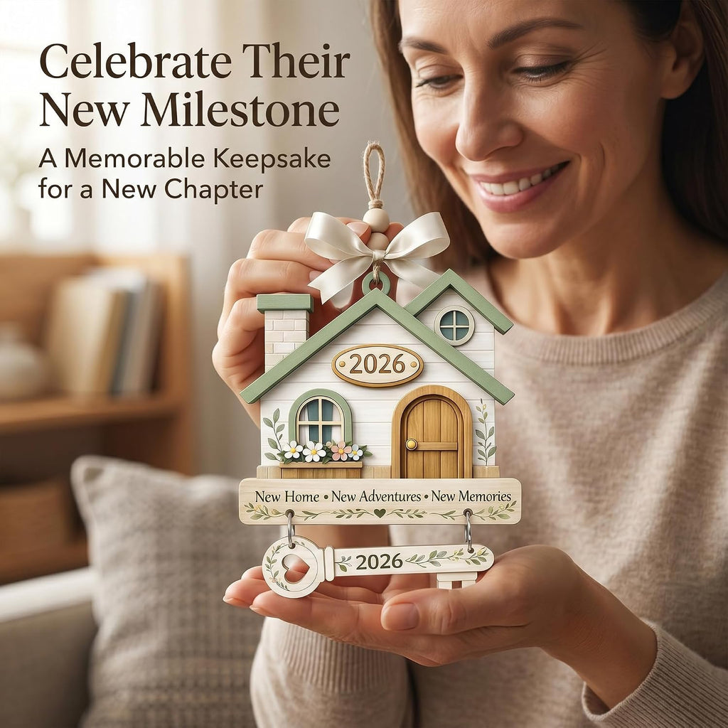 New Home Ornament 2026, New Home Gifts, Housewarming Presents, New House Gift, Welcome Home Gift, First Home Gifts, Home Sweet Home Decor, 4x4 inch (ONM Newhome Eco)