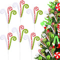 White Red and Green Christmas Tree Decor 16" Candy Cane Tree Pick Lime Green Xmas Topper Ornament Curly Stem Large Lollipop Branch Stick Elf Pick Spray for Home Wreath Vase Filler Craft Holiday Party