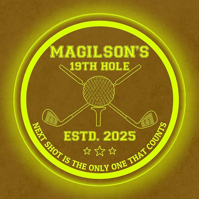 Custom Golf LED Bar Sign – Personalized Color Changing Acrylic Wall Decor for Home Bar, Man Cave, Game Room, or Patio (Golf Bar, 16 INCHES)
