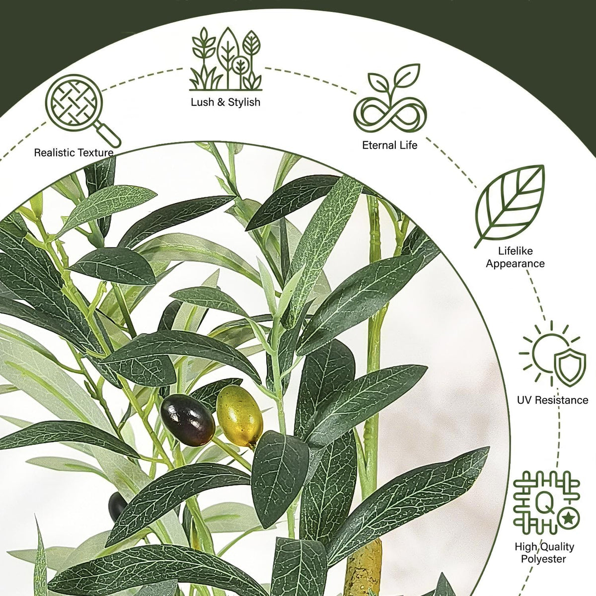 Olive Trees Artificial Indoor, 5FT Tall Faux Olive Tree with Lush Leaves and ...