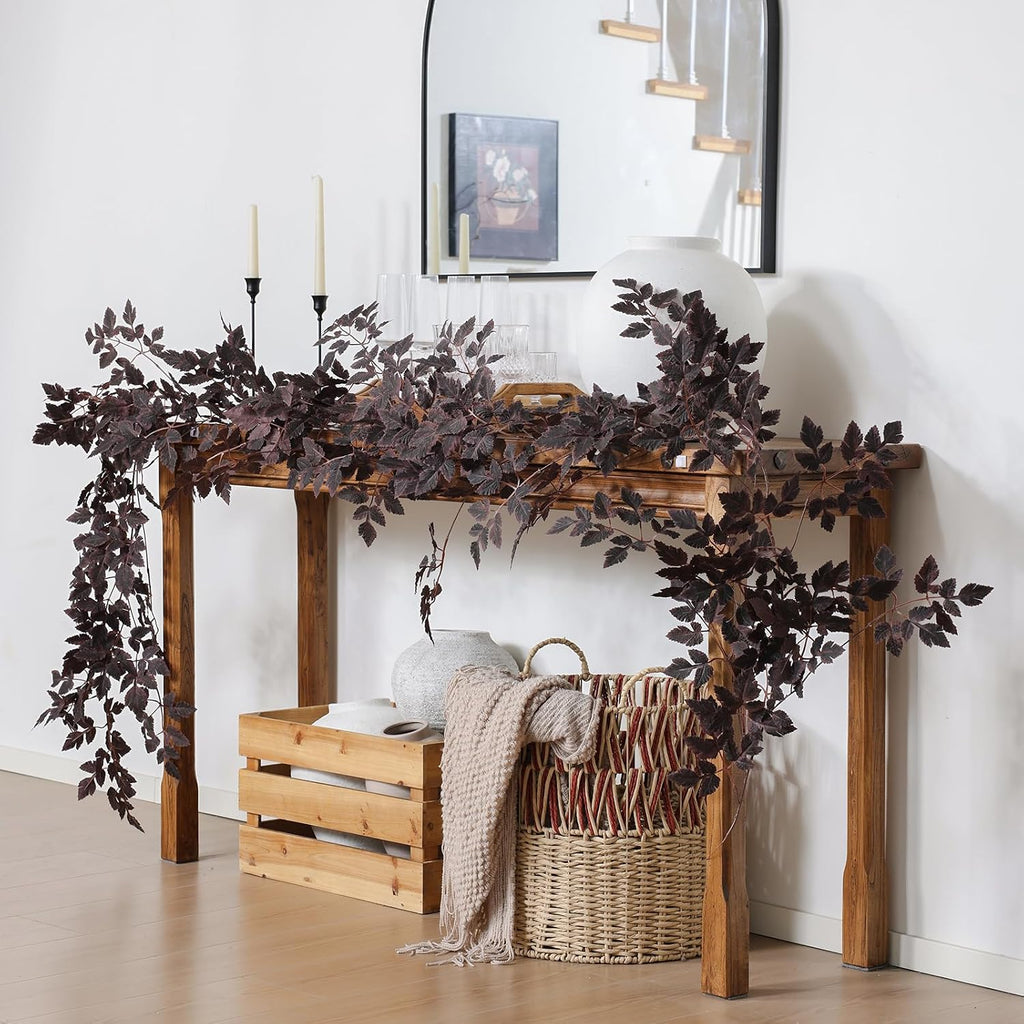 mizii 10ft artificial vines garlands burgundy faux cimicifuga showing dimensions
