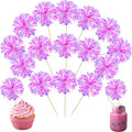 Ephlyn 30Pcs Foil Firework Cupcake Toppers Happy Birthday Cake Toppers Tinsel Flower Drink Stirrers Cocktail Food Fruit Toothpicks for Valentine's Day Party Decorations Rose Red