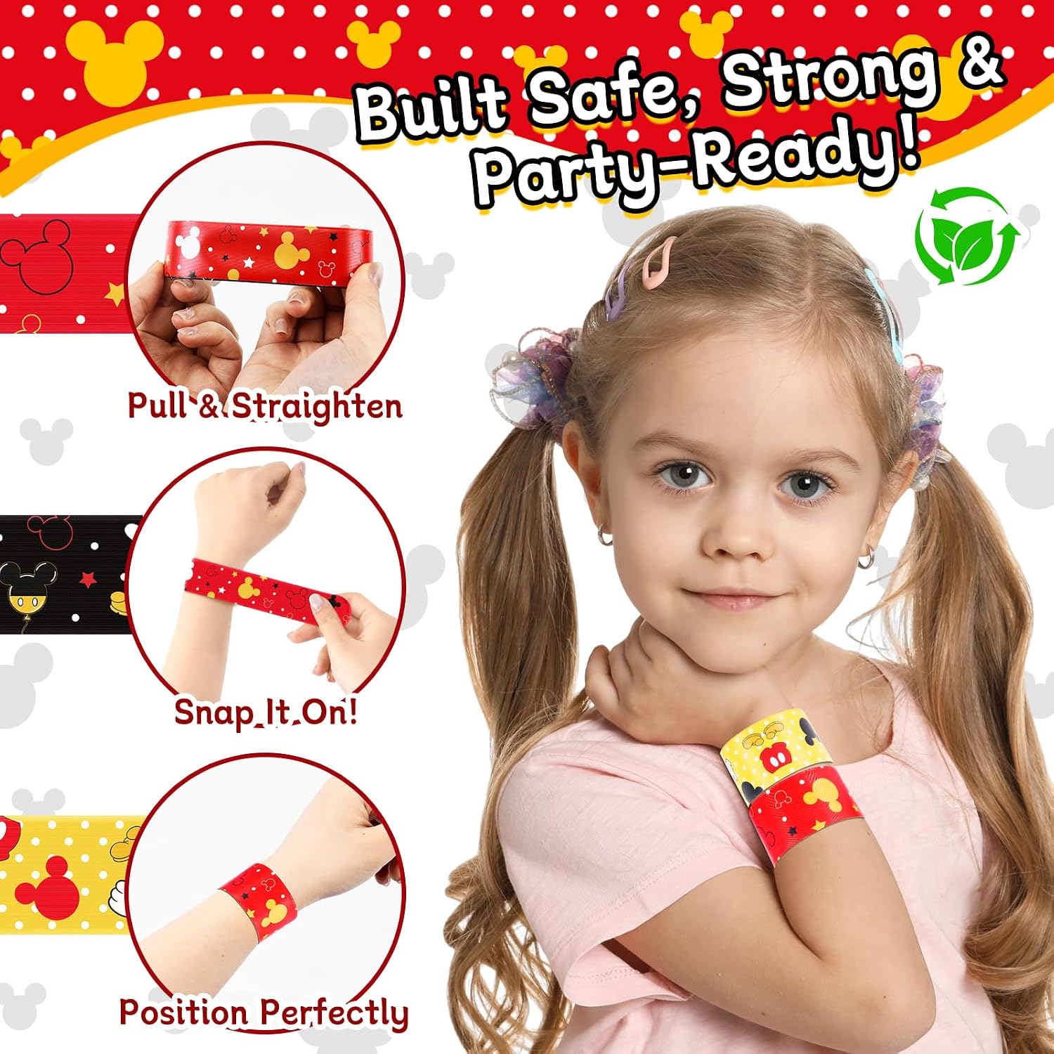Cartoon Animation Slap Wristband, 24 Pack - Birthday Party Favors | Cartoon Theme Bracelets for Treasure Box Goodie Bag Stuffers, Kids Classroom Rewards, Party Prize Gifts