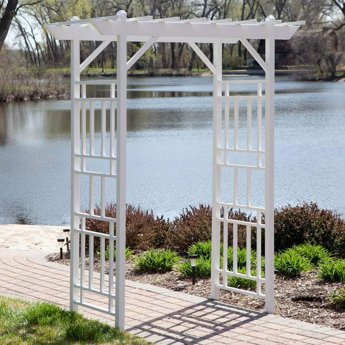 Dura-Trel Wellington Arbor 72" x 85" Outdoor Garden Trellis, White