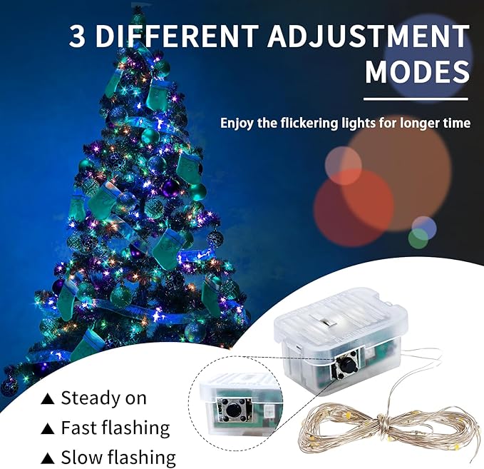 12 Pack Rainbow Fairy Lights 7Ft 20 LED Twinkle String Lights 3 Modes Battery Operated Waterproof Firefly Starry for Mason Jar Party Wedding Christmas Valentines Day Table Centerpieces