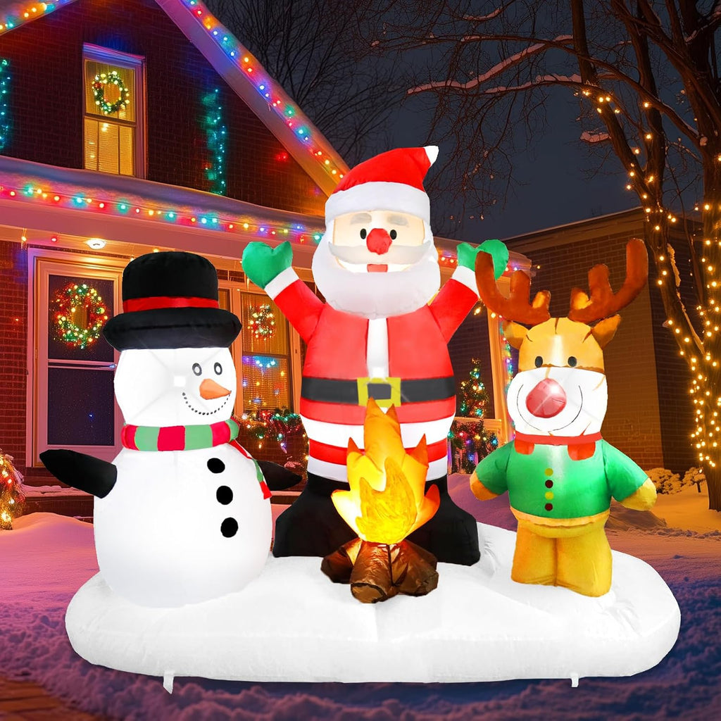 5ft christmas inflatable santa claus snowman reindeer campfire on a desk or shelf