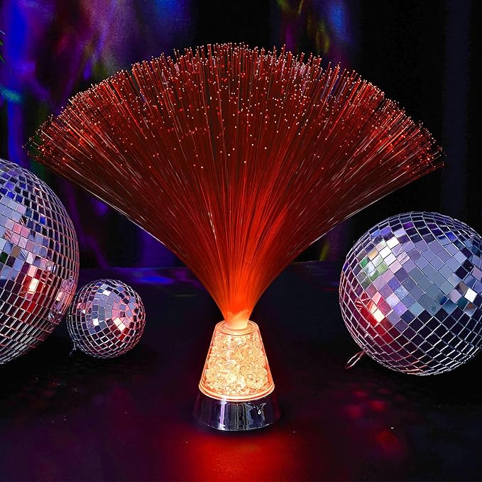 Patelai 10 Pcs LED Fiber Optic Lamp Color Changing Fiber Optic Night Light with Multicolor Glow Decorative Table Centerpiece for Sensory Bedroom Halloween Party Holiday Decorations (Classic,Silver)