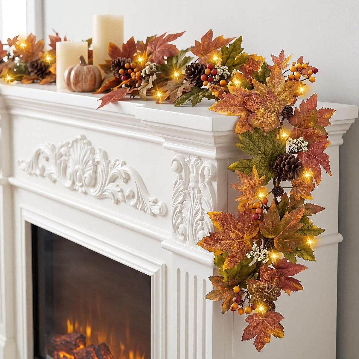 artgar fall maple leaf garland, 6 ft fall, main product view