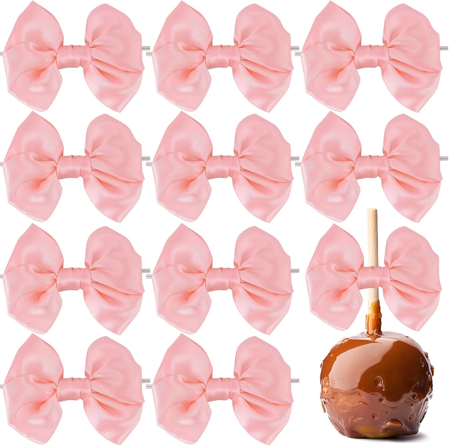 AIMUDI Pink Satin Ribbon Twist Tie Bows for Treat Bags 3.5" Baby Pink Bows for Crafts Small Pink Bows for Baby Shower Premade Bows for Cake Pops Candy Apple Wedding Favors Bridal Shower -24 Counts