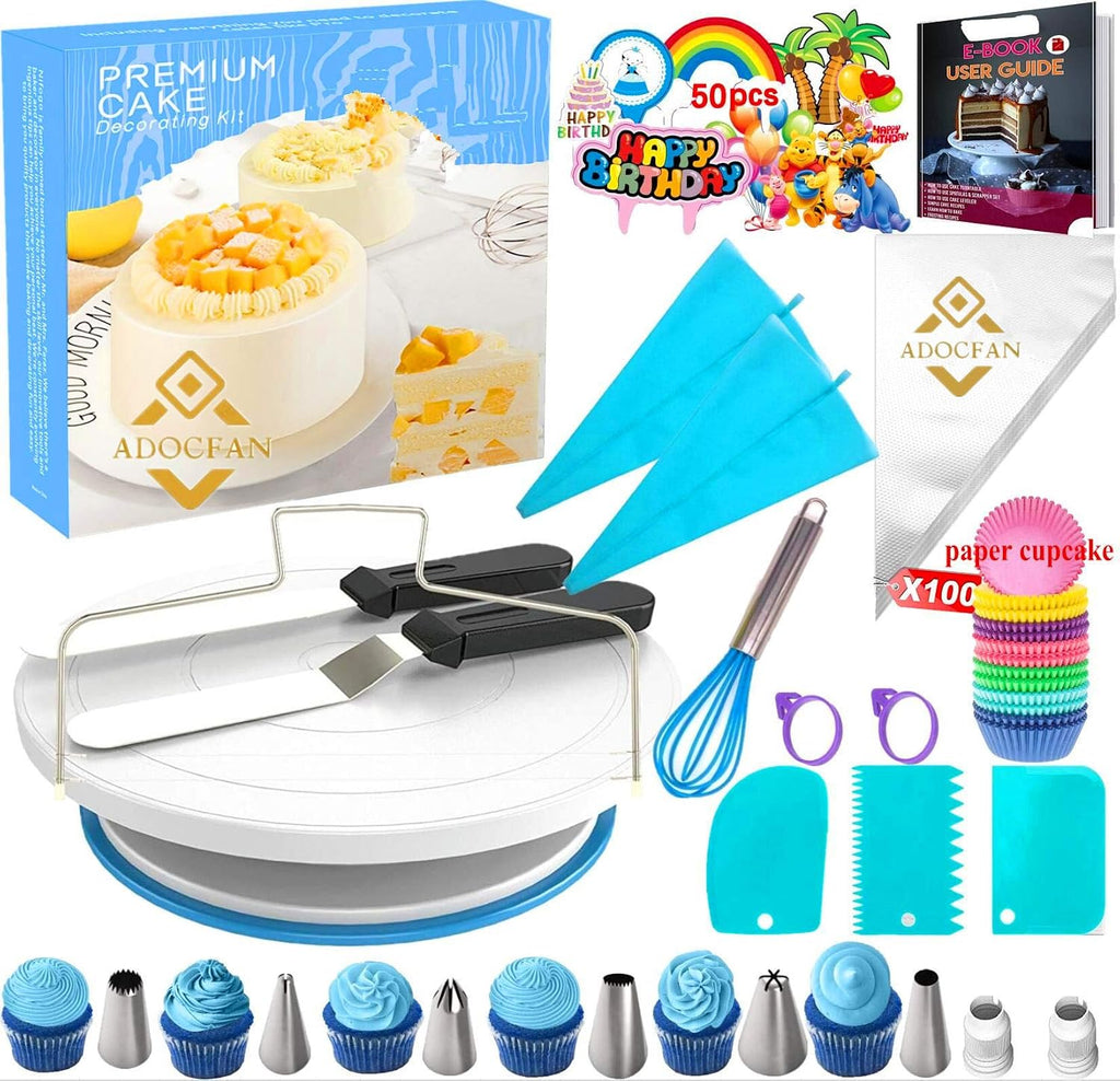 Cake Decorating Supplies 211PC,Baking Utensils Set and Bakery Tools Kit, Baking Accessories,Baking Set for Adults,Baking Stuff,Cake Spinner Turntable,Baking Essentials For Beginners