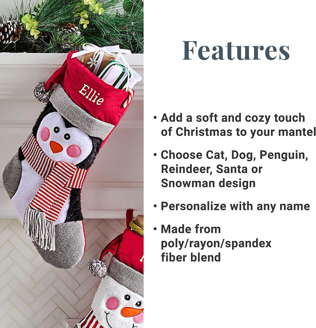 Let's Make Memories Personalized Christmas Stocking - Stockings for Family - Embroidered Name - Custom Christmas Decor - 8”x19” - Plush Friends - Dog