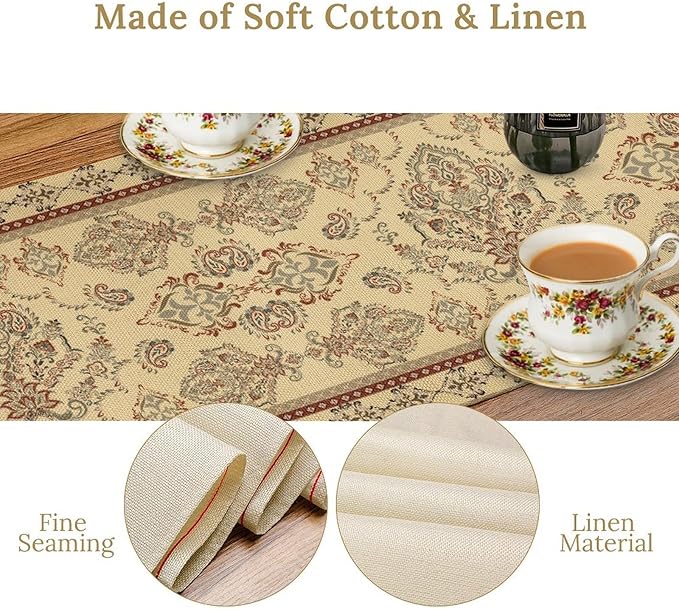 Vintage Farmhouse Flower Table Runner Boho Elegant Home Kitchen Table Dining Coffee Room Garden Party Wedding Decor 13x108in
