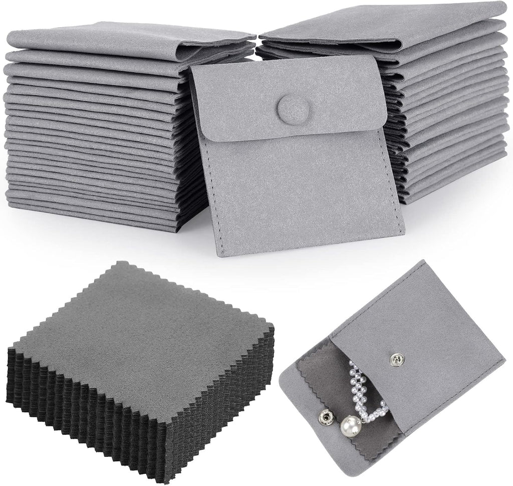 microfiber jewelry pouch with cleaning cloth 3.2"x3.2" jewelry, main product view