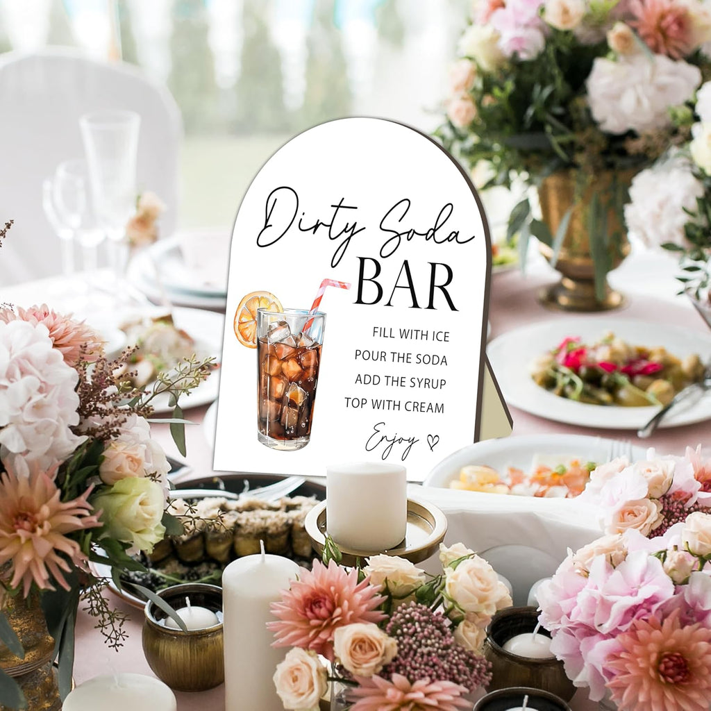 Soda Bar Wooden Tabletop Welcome Sign, Soda Bar Baby Shower Drink Station Sign for Babies Party Decoration, Beverage Setup Board for Gender Reveal Party, Baby Shower Decoration Table Signs 8x10 Inch