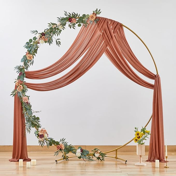 Wedding Arch Draping Fabric, 2 Panels 28" x 19Ft Terracotta Wedding Arch Drapes Sheer Backdrop Curtain for Wedding Ceremony Party Ceiling Decor