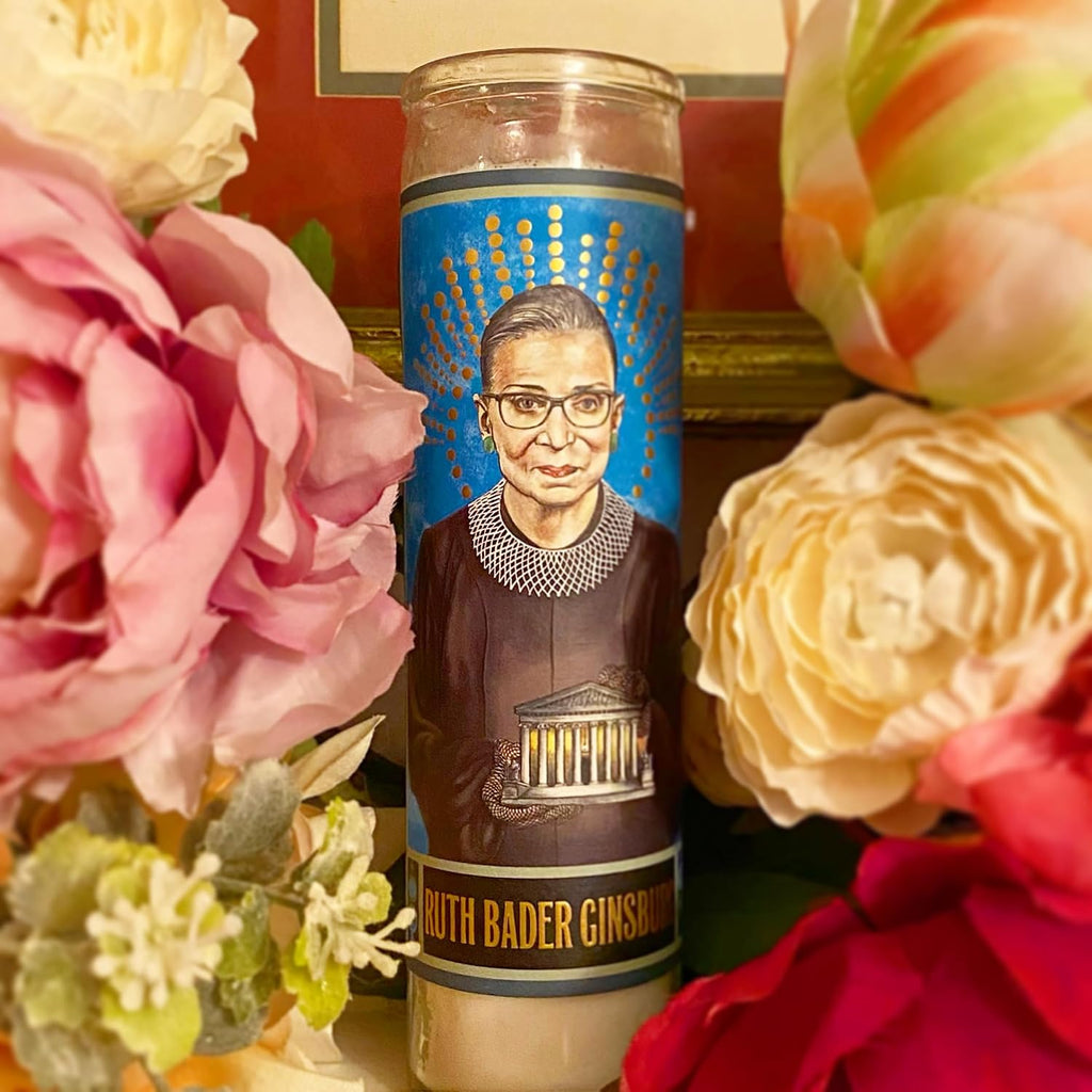 The Unemployed Philosophers Guild Ruth Bader Ginsburg Secular Saint Candle - Unscented 8 Inch Tall Glass Prayer Votive, Made in the USA