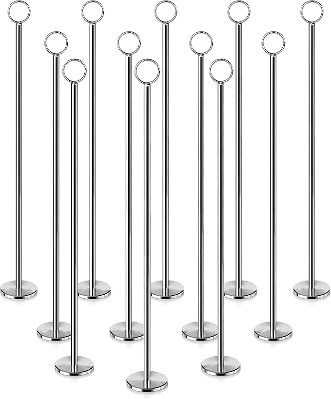 New Star Foodservice 23305 Ring-Clip Table Number Holder/Number Stand/Place Card Holder, 18-Inch, Set of 12