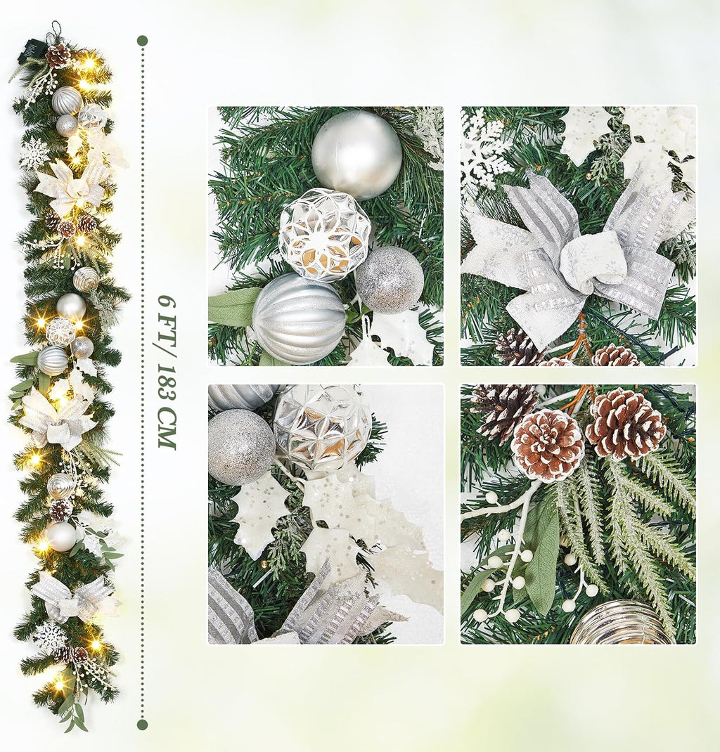 6ft lighted christmas garland, battery operated christmas garland shown in use