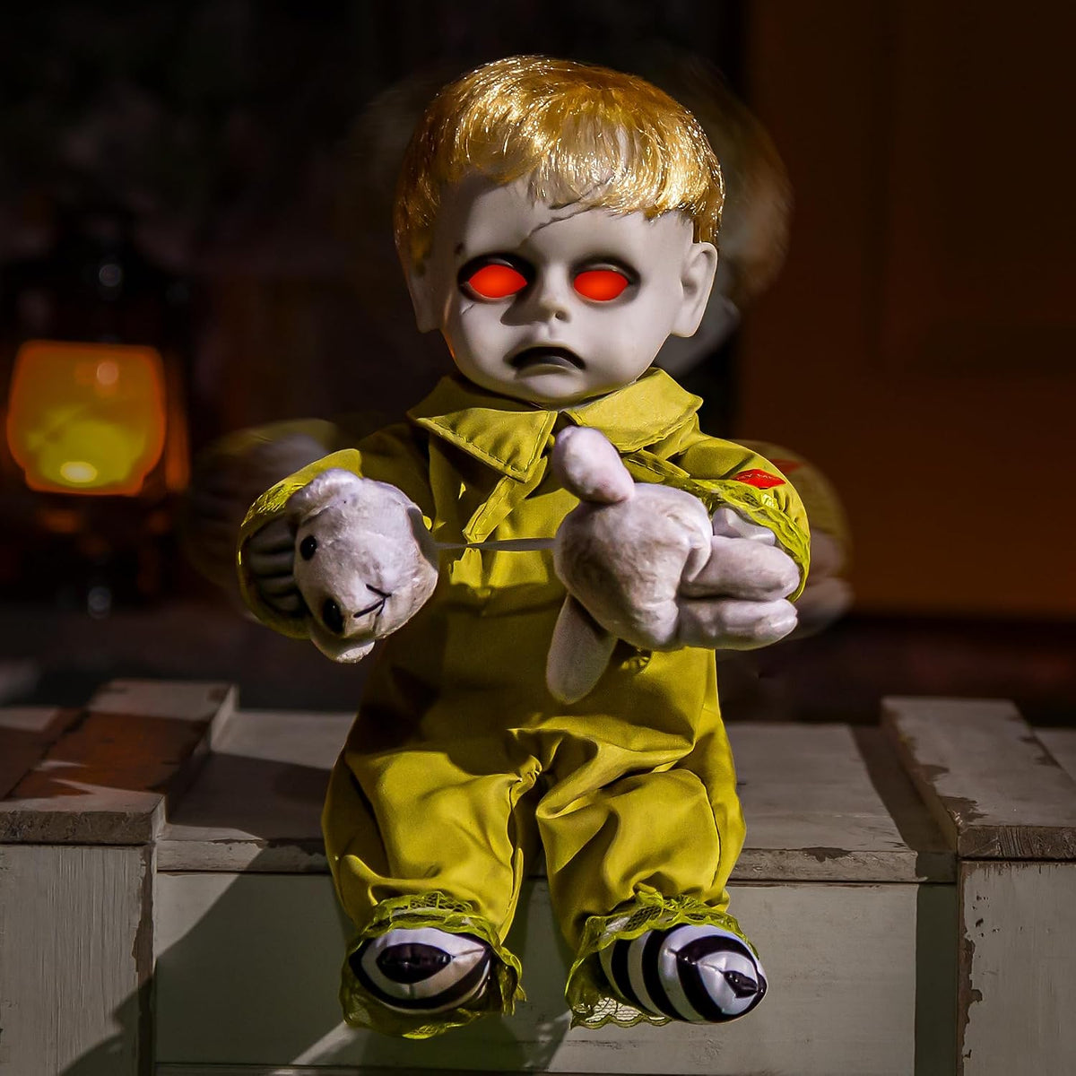 Halloween Animatronic 10inch Creepy Boy Doll, Halloween Animated Decorations ...