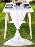 MDS 25 Pack 10ft Chiffon Table Runner 29 x 120 Inches Sheer Wedding Runner Romantic Rustic Table Runner for Wedding Decorations, Birthday Parties, Bridal Shower Party Arch Decor - White