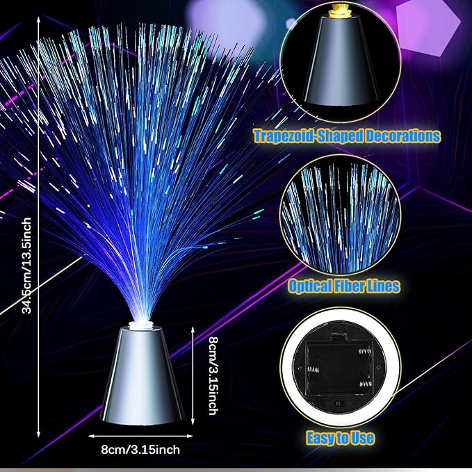 Patelai 16 Pcs LED Fiber Optic Lamp Color Changing Fiber Optic Night Light with Multicolor Glow Decorative Table Centerpiece for Sensory Bedroom Halloween Party Holiday Decorations (Stylish,Blue)