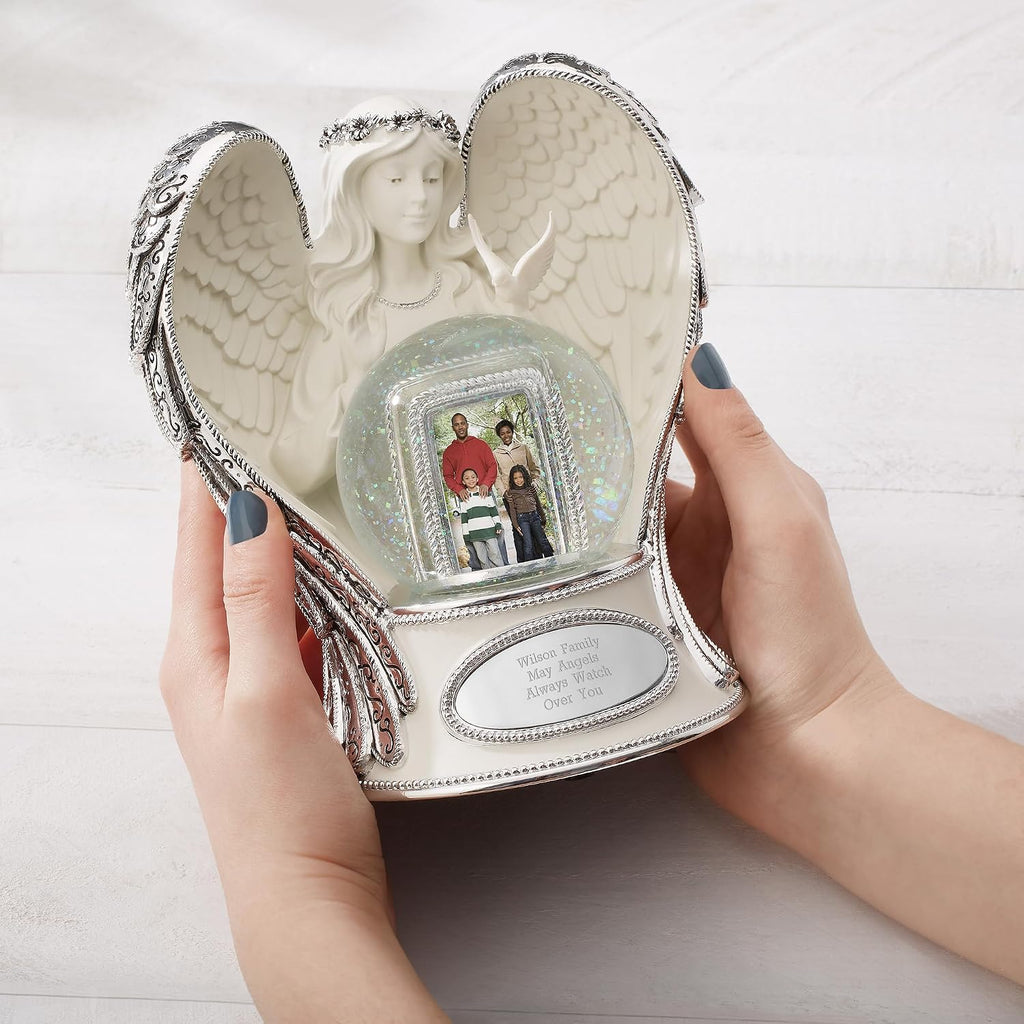 THINGS REMEMBERED Engraved Religous Guardian Angel Musical Snow Globe, Plays Pachelbel's Canon Music, Add Picture, Beautiful and Unique Gift (Free Customization)