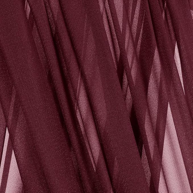 Burgundy Red Fall Thankgiving Elegant Arch Draping Fabric 2 Panels Outdoor 29" × 20Ft Sheer Chiffon Curtain Drapes for Wedding Ceremony Birthday Party Garden Brunch