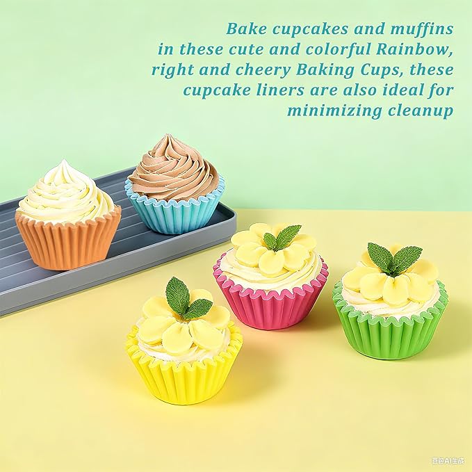 1.4 inch 1000-Count Mini Cupcake Liners Bright Colorful Muffin Baking Cups, Odorless,Baking Paper Cups for Baking Candy Cooking，Upgraded & Food Grade Grease-Proof Paper (Rainbow, 1.4Inch)