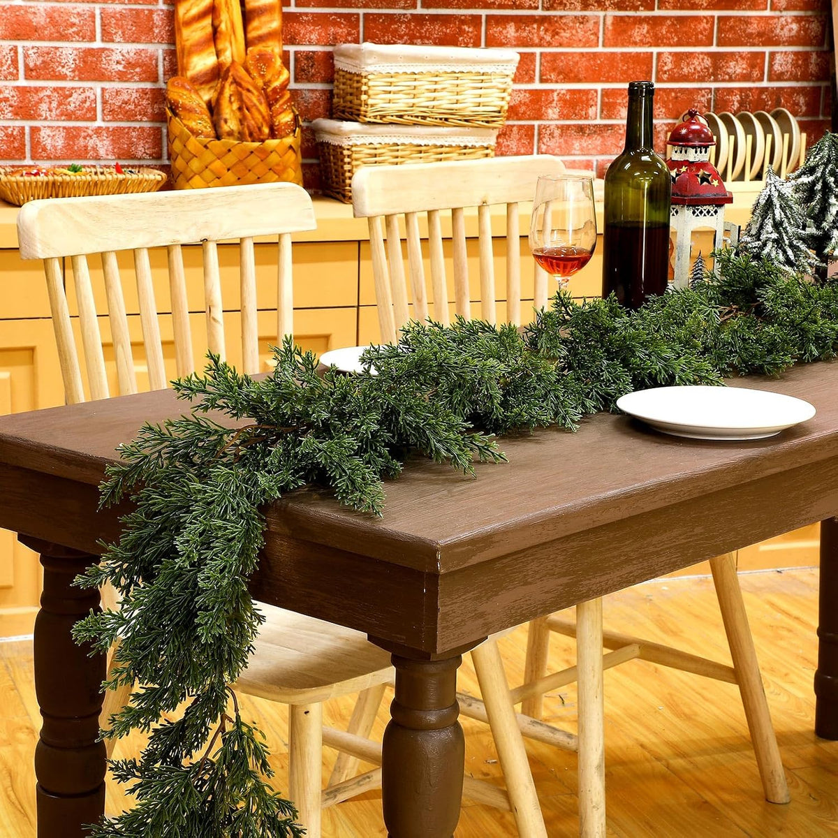 yinder 15 ft artificial cedar christmas garland, extra, side view